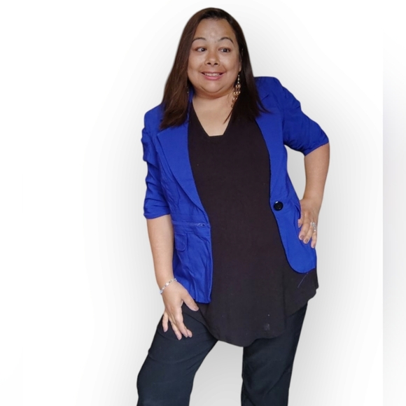 RICKI'S WOMENS SIZE 12 BLUE THIN BLAZZER JACKET SHIRT - Picture 4 of 4